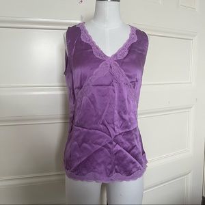 Purple silky sleeveless top